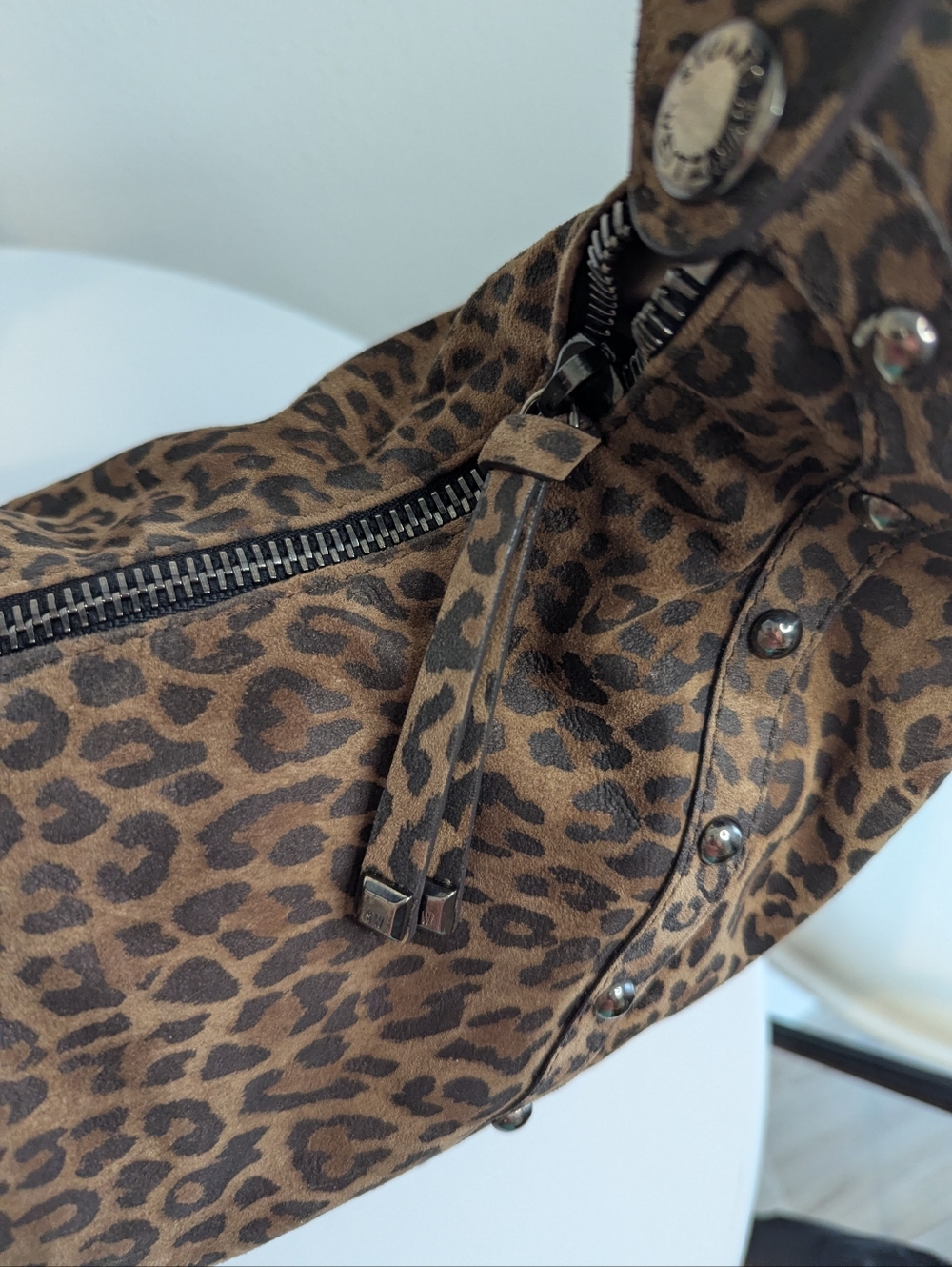 Stuart Weitzman Leopard Suede Studded Hobo Bag w/Tags - Picture 13 of 16
